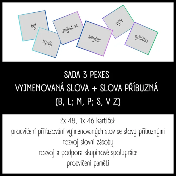 Sada 3 pexes - vyjmenovaná slova + slova příbuzná (B, L; M, P; S, V, Z) 1