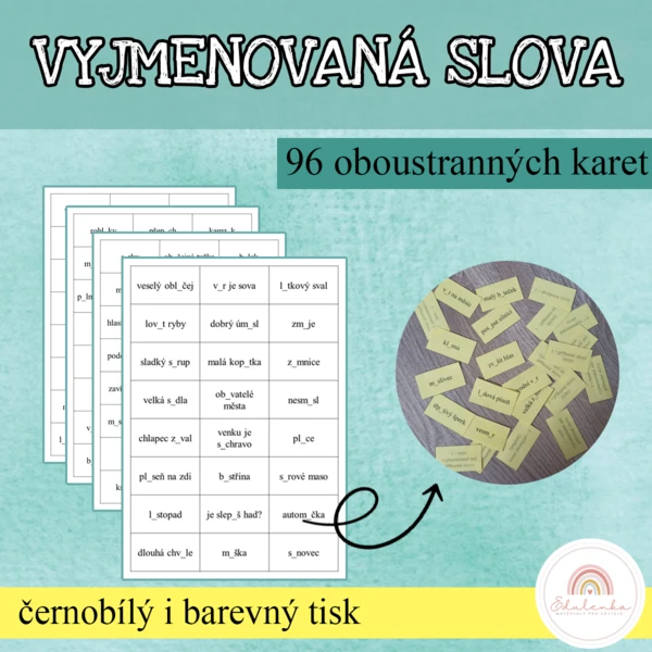Vyjmenovaná slova - procvičovací kartičky 1