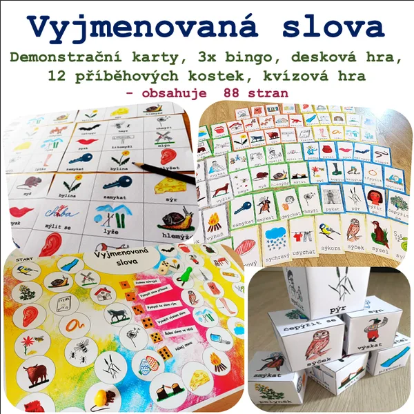 Vyjmenovaná slova - karty, binga, příběhové kostky, desková hra 1