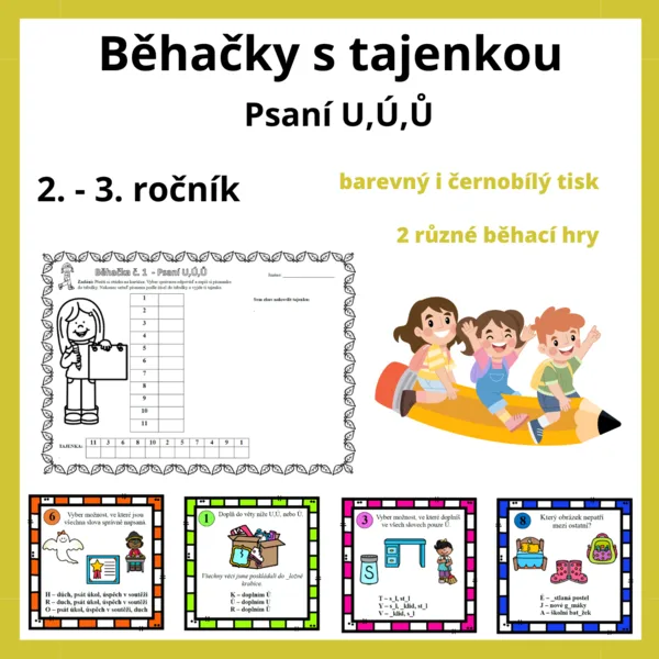 Běhačky s tajenkou: Psaní U,Ú,Ů 1