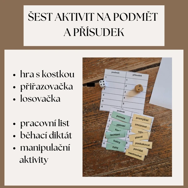 Šest aktivit na podmět a přísudek 1