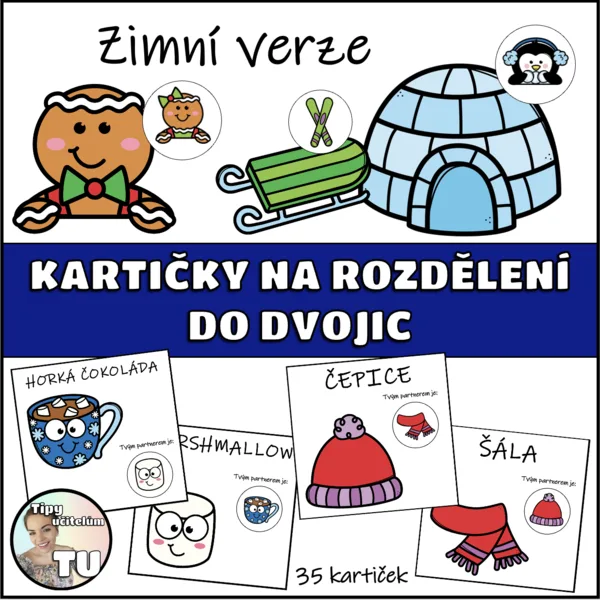 Kartičky na rozdělení do dvojic - zima 1