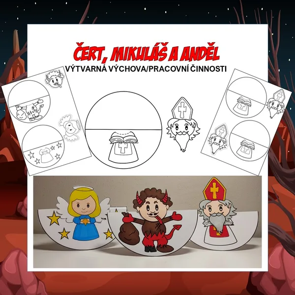 ČERT, MIKULÁŠ A ANDĚL - výrobek/houpací (kolébkové) postavičky 1