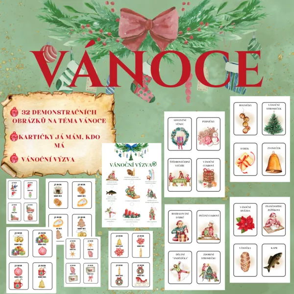 Vánoce - demonstrační obrázkové karty + hra JÁ MÁM, KDO MÁ 1