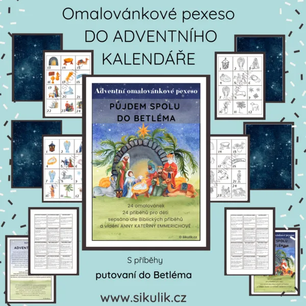 Adventní omalovánkové pexeso s příběhy PŮJDEM SPOLU DO BETLÉMA 1