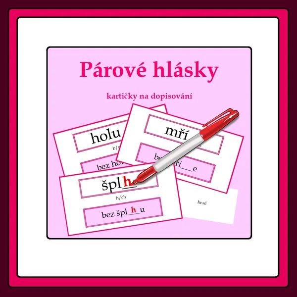 Párové hlásky - karty na dopisování 1