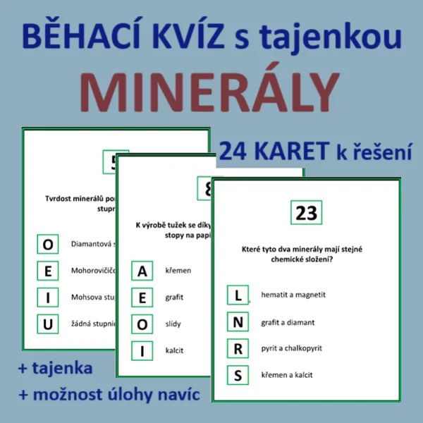 BĚHACÍ KVÍZ s tajenkou - MINERÁLY 1