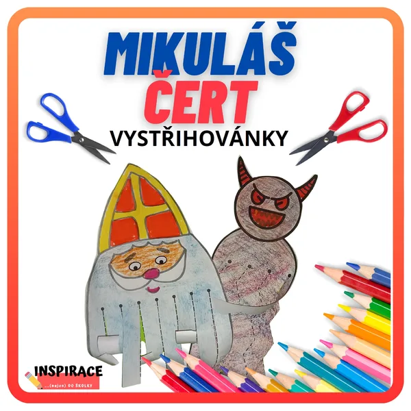 Mikuláš, čert - vystřihovánky ✂️ 1