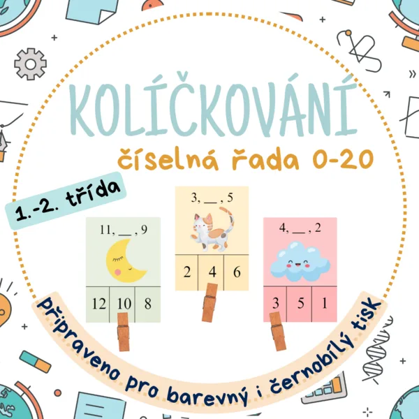 Kolíčkování - číselná řada 0-20 1