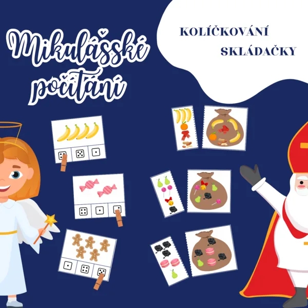 MIKULÁŠSKÉ POČÍTÁNÍ - kolíčkování, skládačky 1