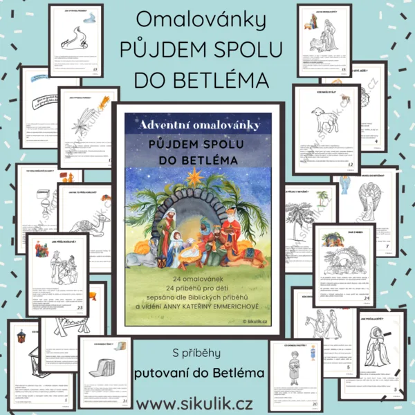 24 omalovánek s příběhy PŮJDEM SPOLU DO BETLÉMA 1