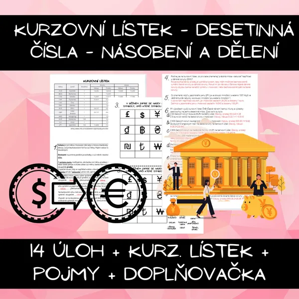 Kurzovní lístek - desetinná čísla - násobení a dělení 1