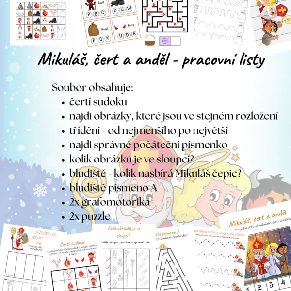 Mikuláš, čert a anděl - pracovní listy 1