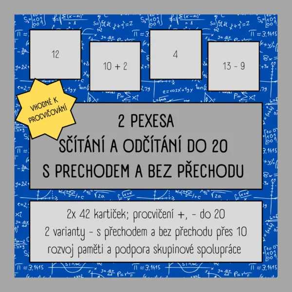 2 pexesa - sčítání a odčítání do 20 s a bez přechodu přes 10 1