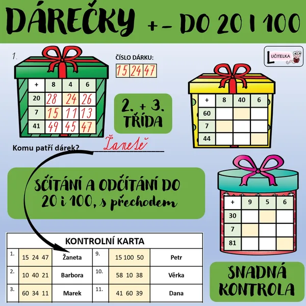 Dárky - sčítání do 100 1