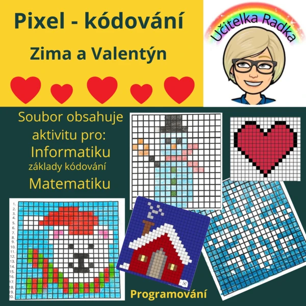 Pixel - Zima a Valentýn kódované obrázky 1