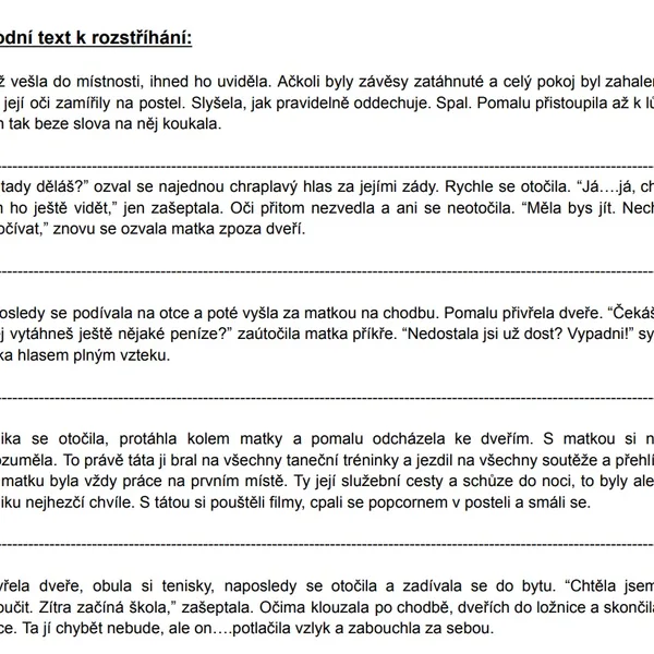 Práce s textem - příběh Monika (čtenářská lekce) 1