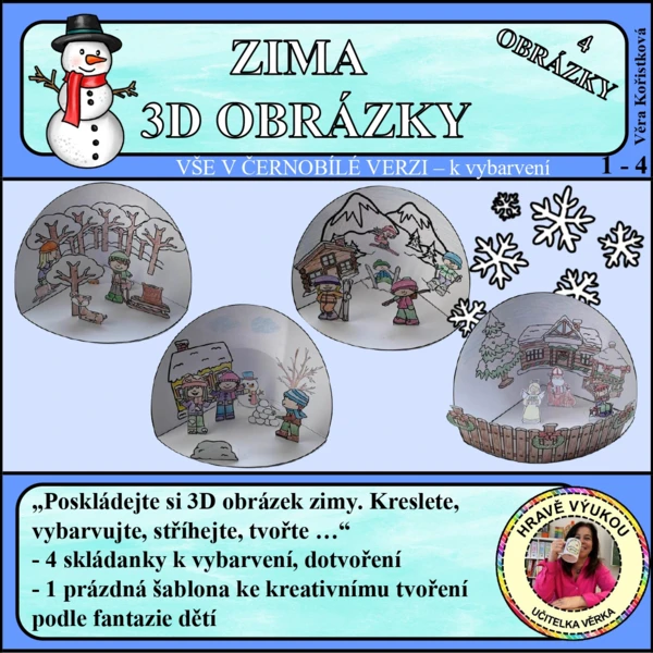 ZIMA – 3D OBRÁZKY k tvoření 1