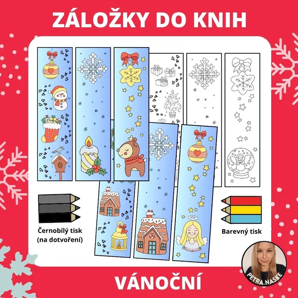 Vánoční záložky (omalovánky) 1