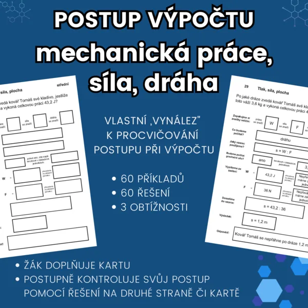 Mechanická práce - karty na procvičování postupu 1