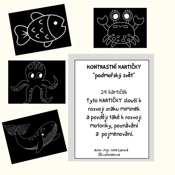 Kontrastní kartičky pro miminka "podmořský svět" 1