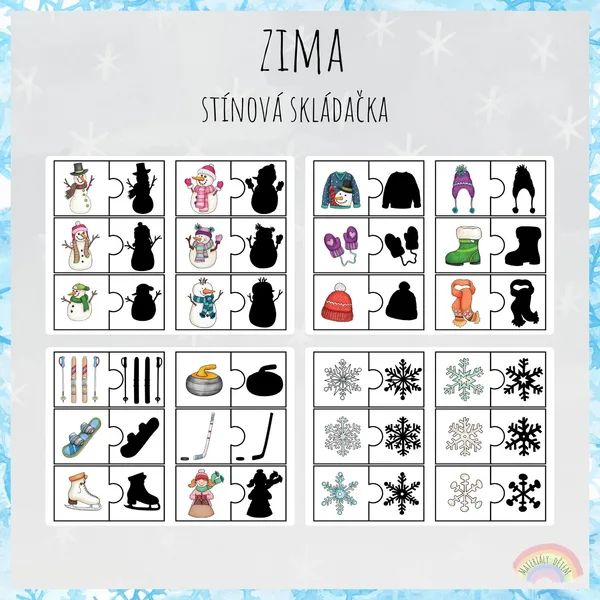 Zima, stínová skládačka 1