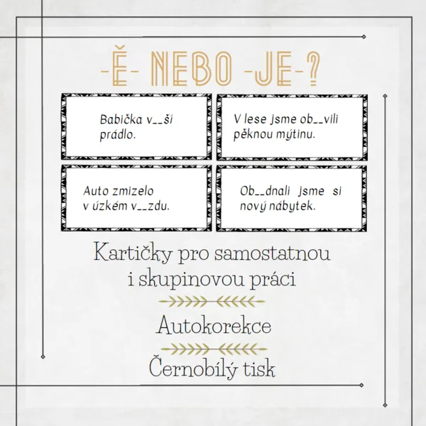-ě- nebo -je-? Kartičky k procvičování 1