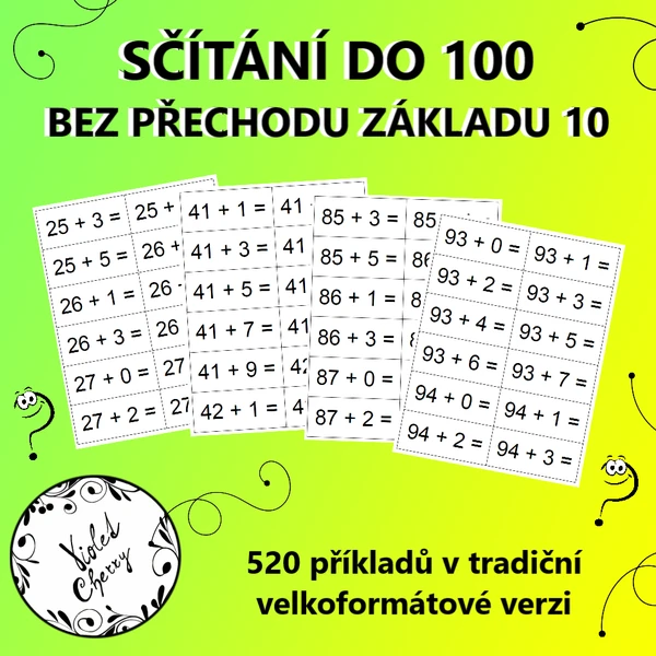 Sčítání do 100 bez přechodu přes základ 10 1