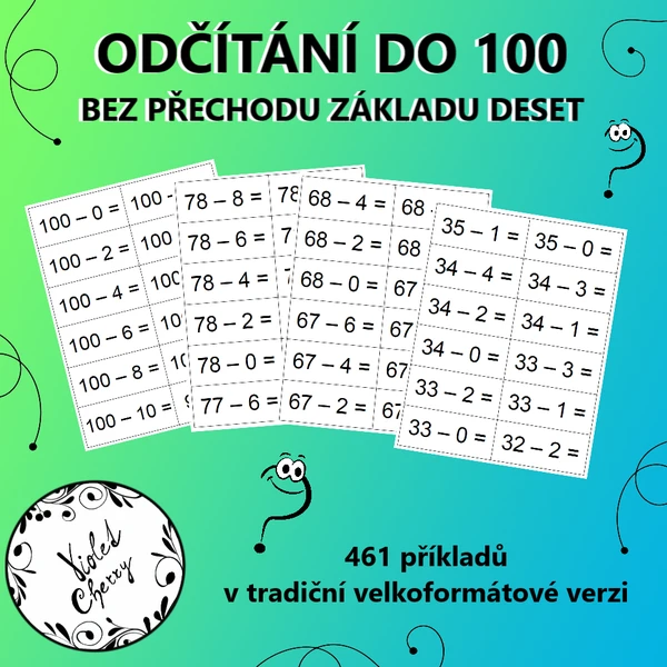 Odčítání do 100 bez přechodu přes základ 10 1