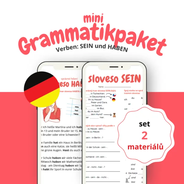 Mini gramatický balíček: set materiálů ke slovesům SEIN a HABEN 1
