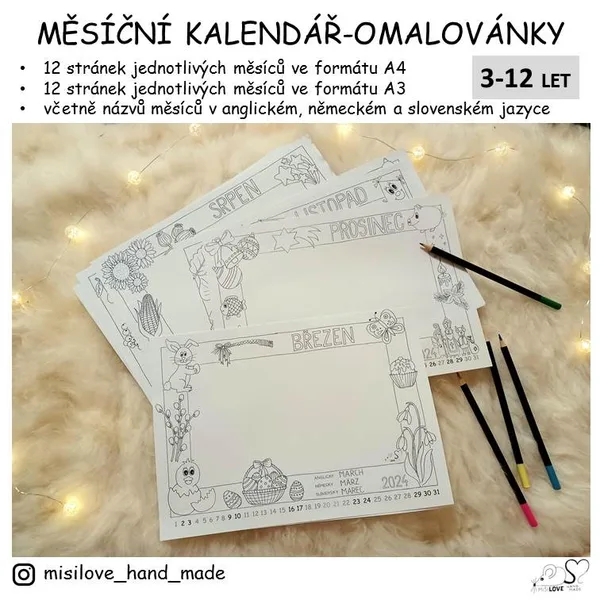 Měsíční kalendář k dotvoření - omalovánky 1