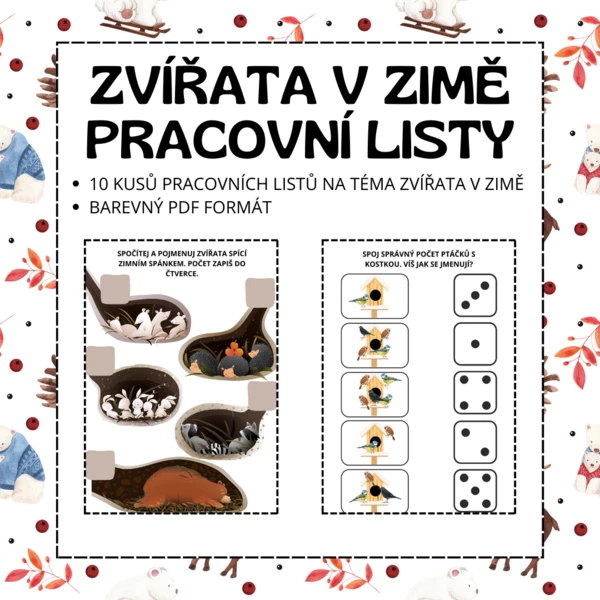 Zvířata v zimě - pracovní listy 1