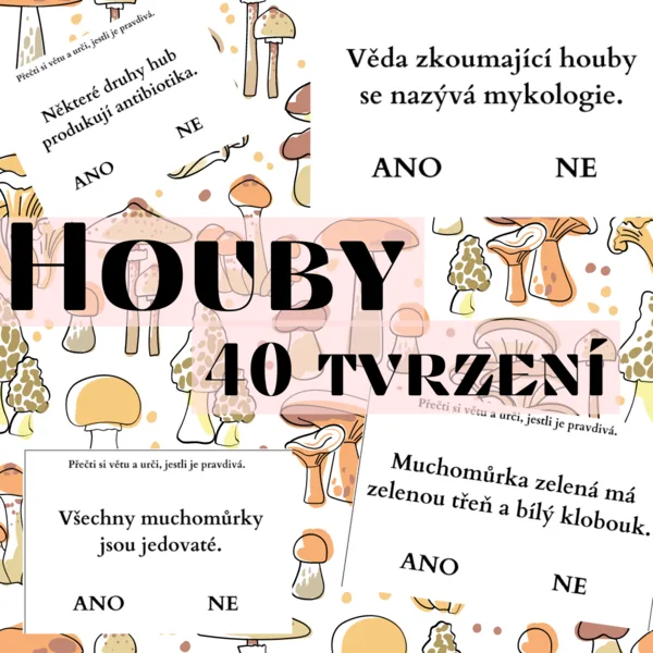Houby - 40 tvrzení (ANO/NE) 1