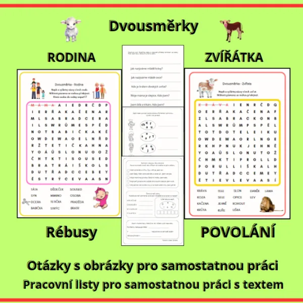 DVOUSMĚRKY A HÁDANKY (RODINA, ZVÍŘATA, POVOLÁNÍ)  1