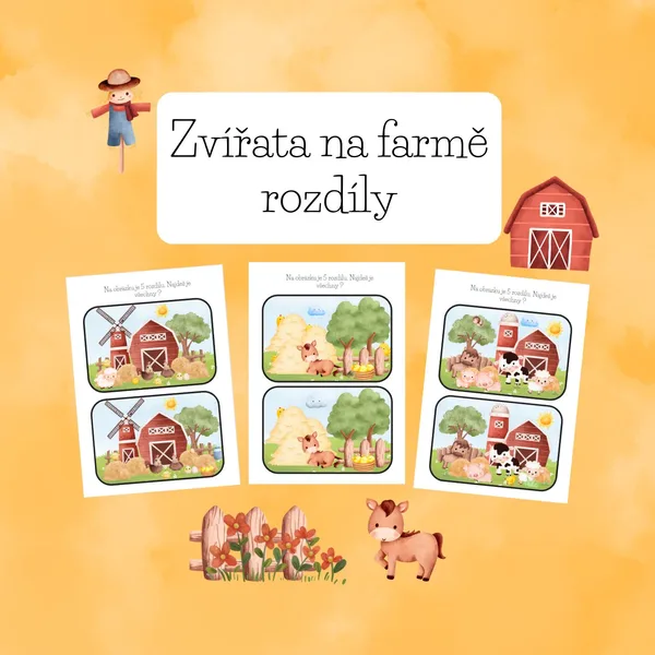 Zvířata na farmě - rozdíly 1