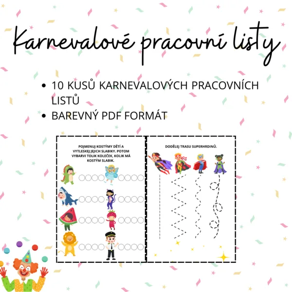 Karnevalové pracovní listy 1