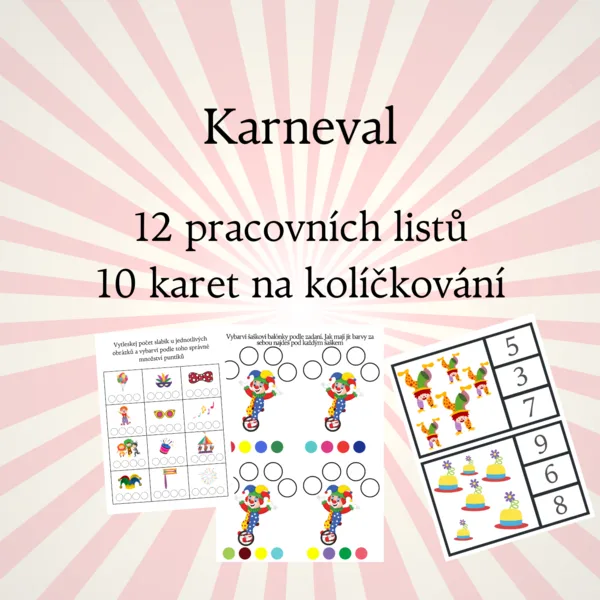 Karneval - pracovní listy, kolíčkování 1