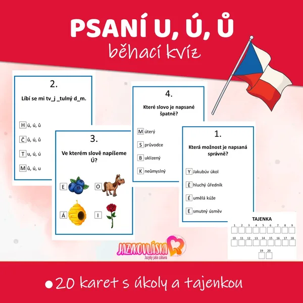 Psaní u, ú, ů běhací kvíz 1