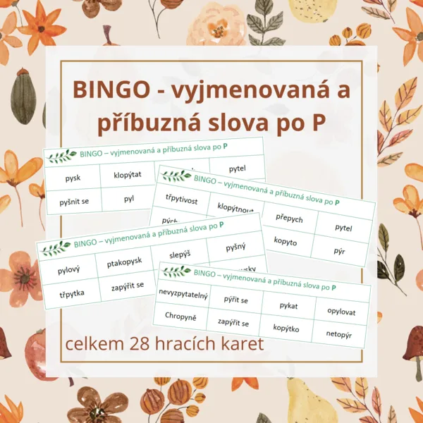 BINGO - vyjmenovaná a příbuzná slova po P 1