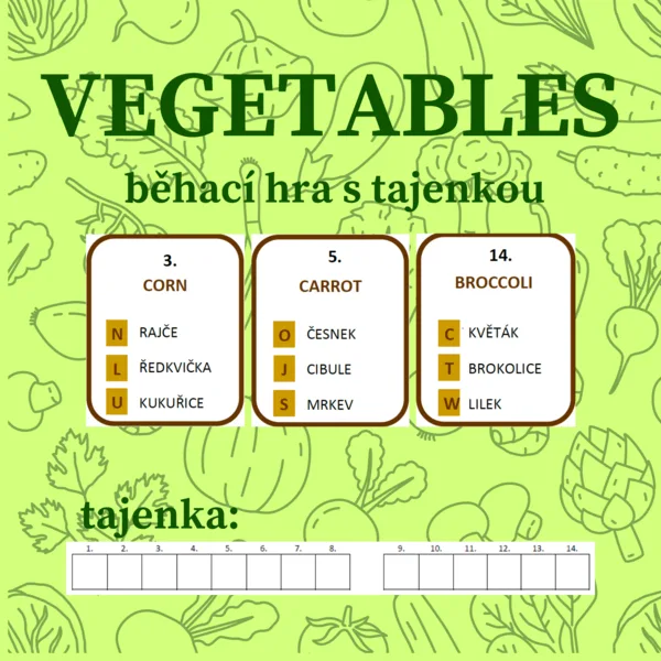Vegetables - běhací hra s tajenkou 1