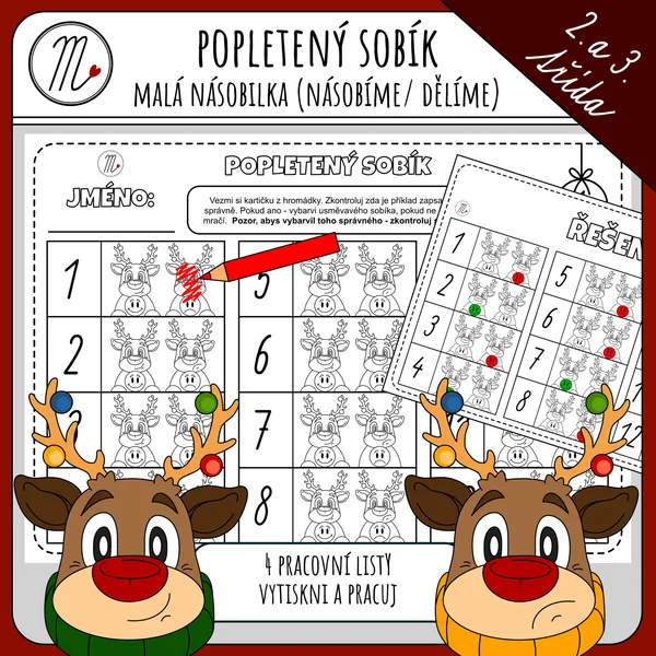 Popletený sobík- malá násobilka (násobíme, dělíme)/ běhací počítání 1