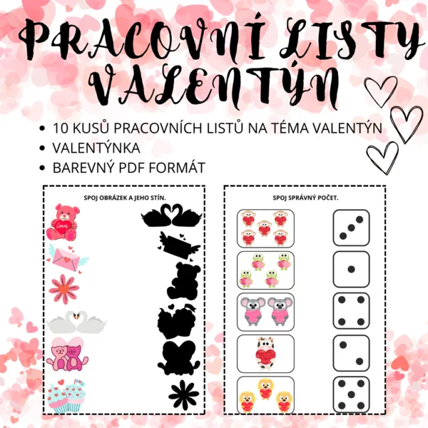 Pracovní listy Valentýn + valentýnka 1