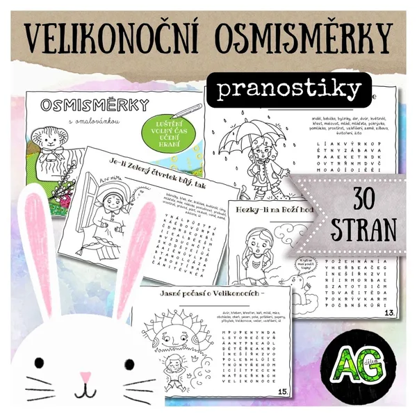 VELIKONOČNÍ OMALOVÁNKY S OSMISMĚRKOU - 30 lidových pranostik, osmisměrky 1