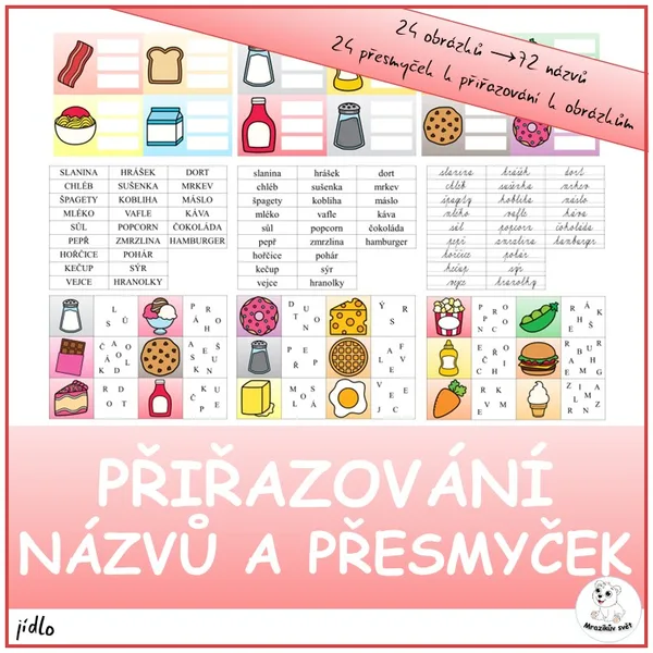 Přiřazování názvů a přesmyček - jídlo 1