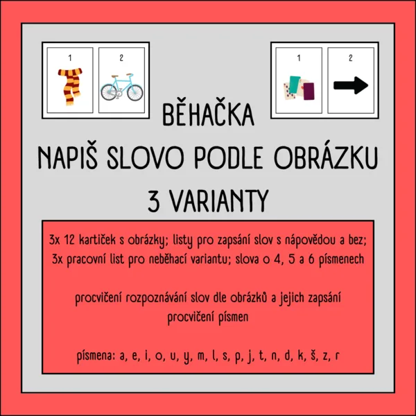 Běhačka - napiš slovo podle obrázku - 3 varianty 1