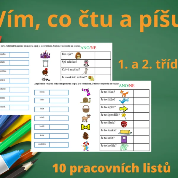 Čtení a psaní s porozuměním pro prvňáčky (písmena: A,E,I,Y,O,U,M,L,S,P,T,J,N,V,Z,D,K,Š,R) 1