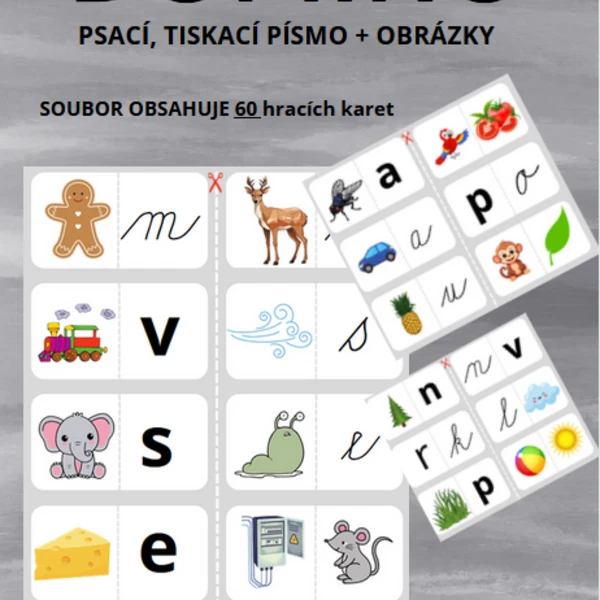 DOMINO -psací, tiskací písmo + obrázky  1
