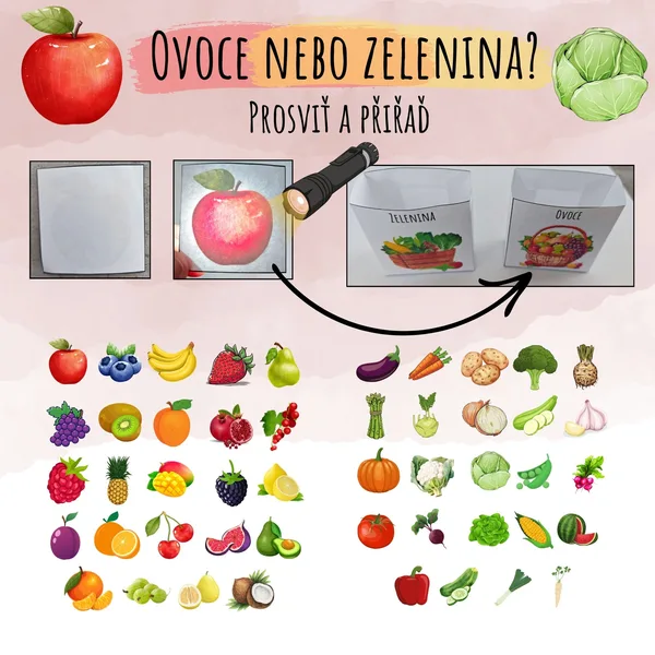 Prosvětlovací obrázky - Prosviť a přiřaď - ovoce nebo zelenina? 1