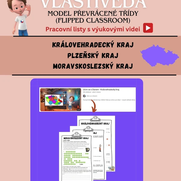 Kraje ČR - Pracovní listy s výukovými videi 1