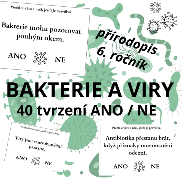 Viry a bakterie - tvrzení ANO / NE (40 karet) 1